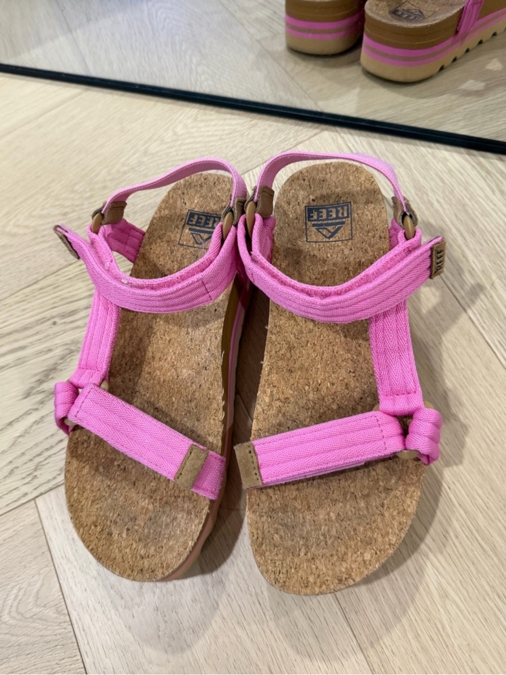 Reef Pink Cork-Style Strap Sandals